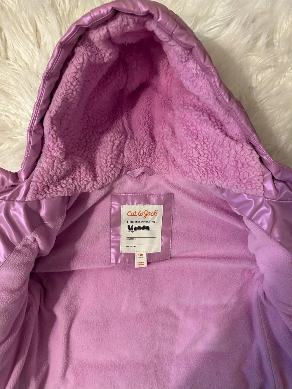 Cat & Jack Shiny Lilac Hooded Puffer Jacket